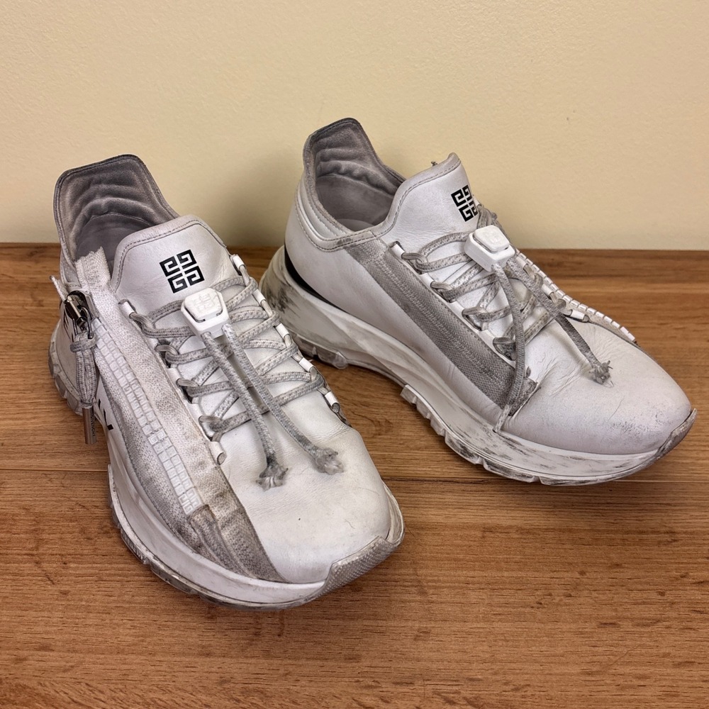 GIVENCHY Spectre Zip‎ Runner Sneaker Size 37 White Leather Designer Shoes - Picture 2 of 16